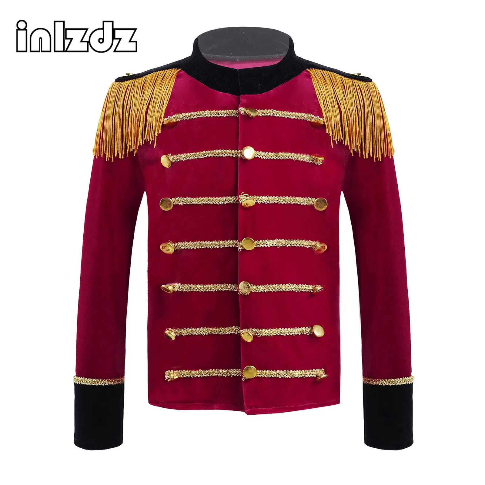 

Kids Boys Circus Coat Honor Guard Uniform Tassels Showman Ringmaster Tailcoat Jacket Halloween Cosplay Party Fancy Costume