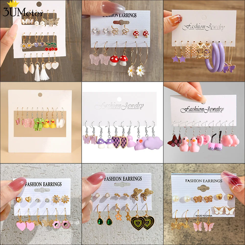 Cute Butterfly Mushroom Earring Set Heart Pearl Pendant Tassel Circle Drop Earring Fashion Hoop Earring Set Women Jewelry Gift
Cute Butterfly Mushroom Earring Set Heart Pearl Pendant Tassel Circle Drop Earring Fashion Hoop Earring Set Women Jewelry Gift
