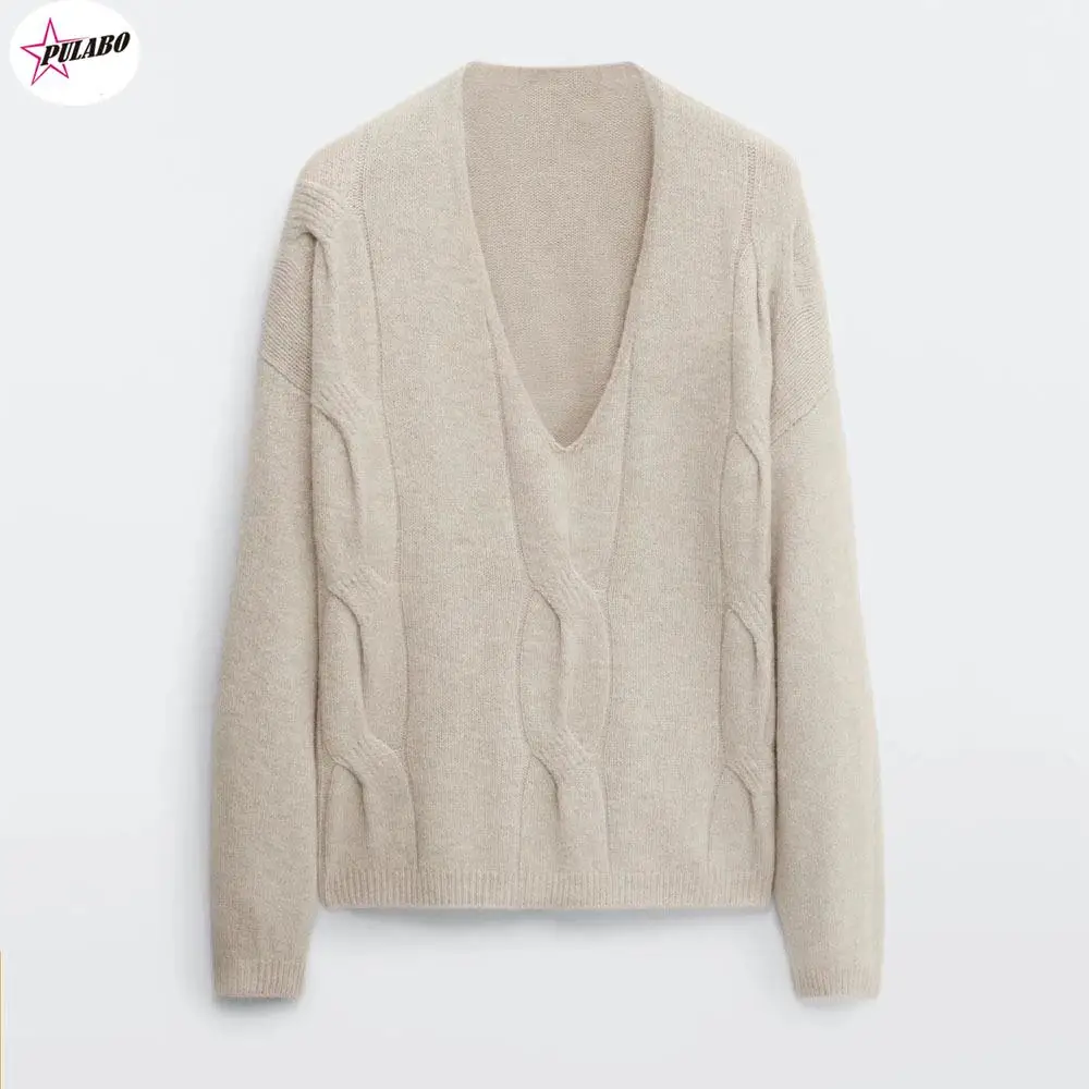 PULABO 2022 Elegant Solid Knitting Pullovers Wool Sweater Women Casual Loose V-neck Oversized Sweater Female All-match Jumper
PULABO 2022 Elegant Solid Knitting Pullovers Wool Sweater Women Casual Loose V-neck Oversized Sweater Female All-match Jumper