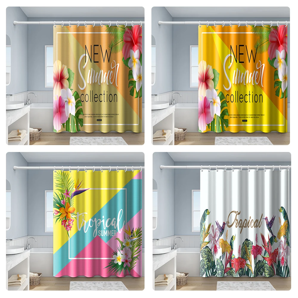 Tropical Green Plant Summer Flower Shower Curtain Waterproof Polyester Fabric Bathroom Curtain With Hook
Tropical Green Plant Summer Flower Shower Curtain Waterproof Polyester Fabric Bathroom Curtain With Hook