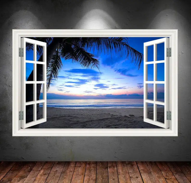 Sunset Beach Wall Decal, Ocean Window Frame Wall Mural, Palmtree and Beach Wall Sticker, Nature Art Room Decor, Removable Wall D
Sunset Beach Wall Decal, Ocean Window Frame Wall Mural, Palmtree and Beach Wall Sticker, Nature Art Room Decor, Removable Wall D