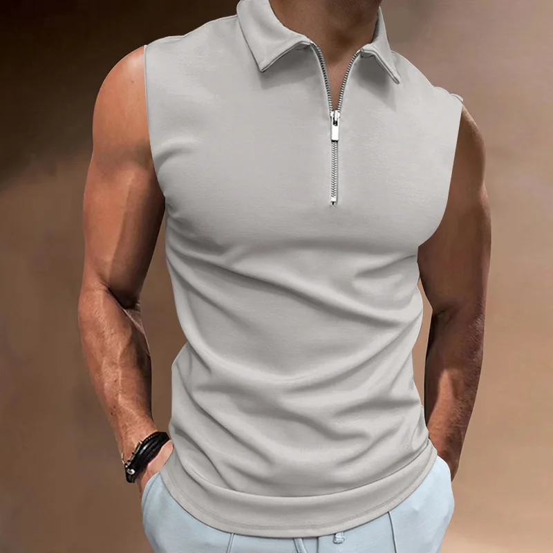 Summer Tank Top Fashion Fitness Polo Shirt Zipper Solid Men's T-Shirt Casual High Quality Tank Top Fitness Top
Summer Tank Top Fashion Fitness Polo Shirt Zipper Solid Men's T-Shirt Casual High Quality Tank Top Fitness Top