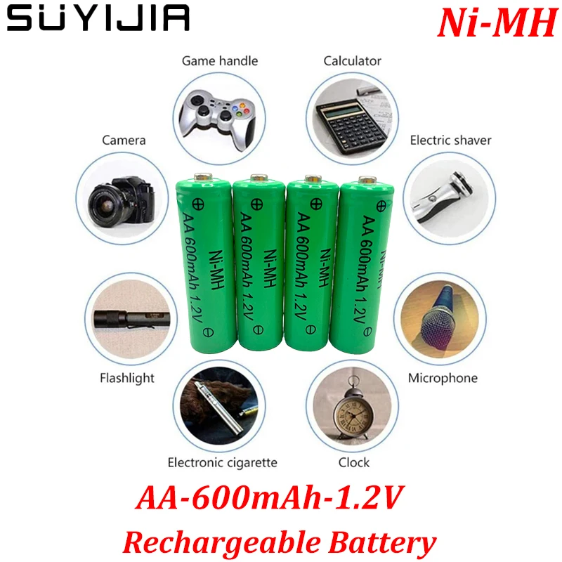 

New AA 1.2V Ni-MH Rechargeable Battery 600mAh for Camera Flashlight Remote Control MP3/MP4 Player Electric Shaver Spare Battery