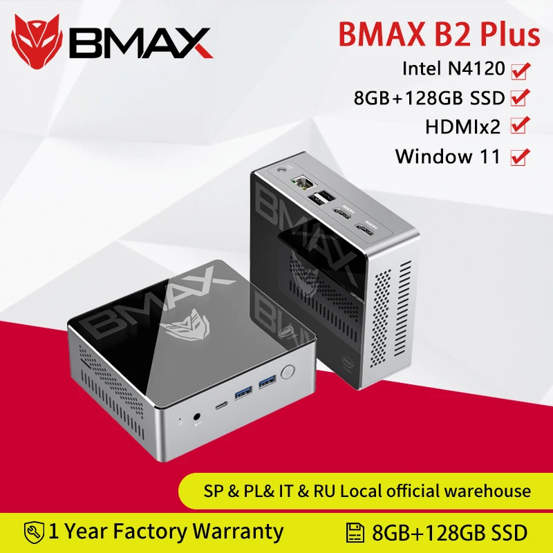 BMAX B2plus портативный настольный мини-ПК с Intel 9-го поколения UHD Graphics 600 двойной HDMI интерфейс 8 Гб LPDDR4 + 128 Гб SSD Windows 10
BMAX B2plus портативный настольный мини-ПК с Intel 9-го поколения UHD Graphics 600 двойной HDMI интерфейс 8 Гб LPDDR4 + 128 Гб SSD Windows 10