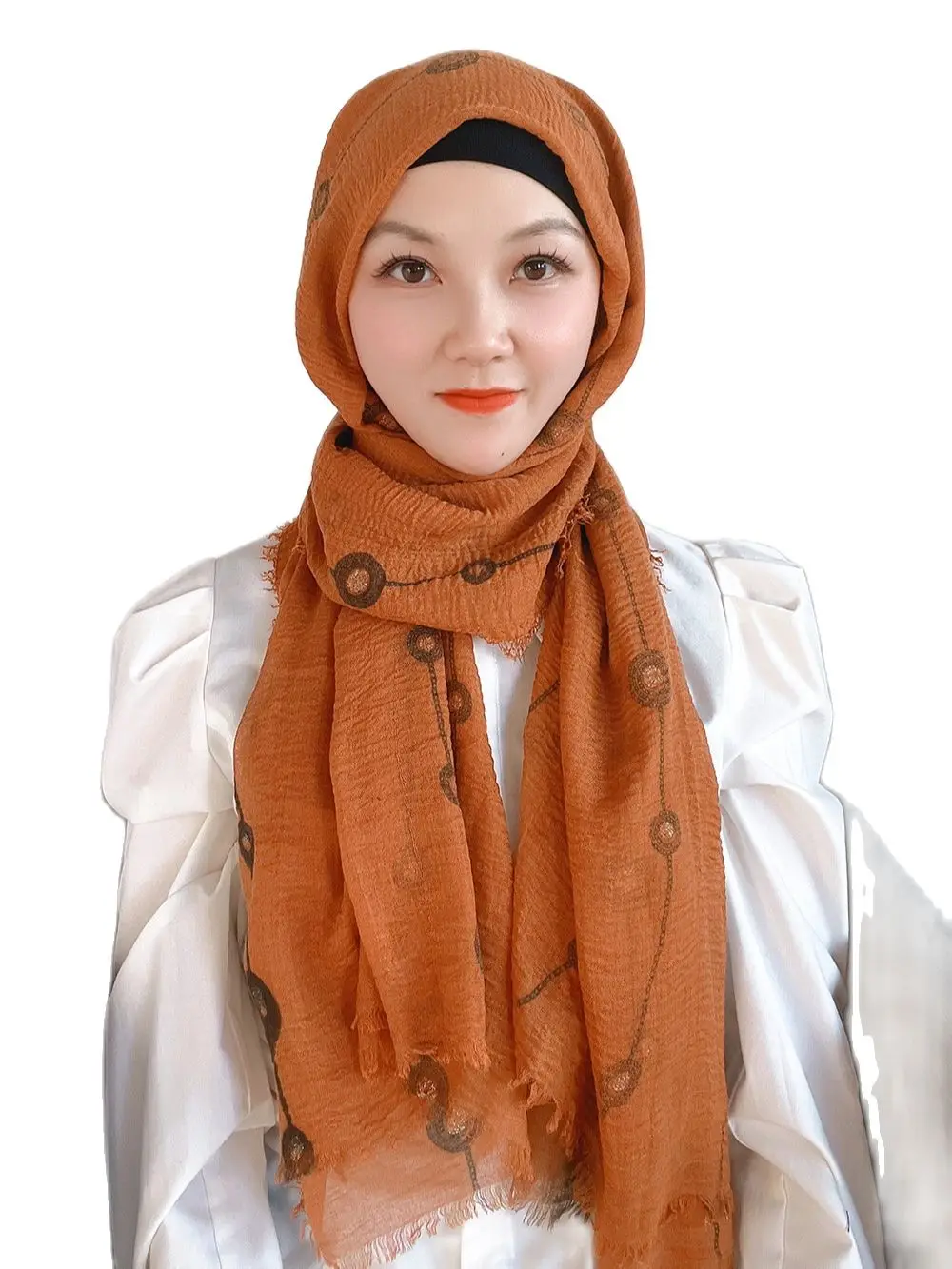 

Women Bubbles Cotton Crinkle Hijabs Glitter Shinny Shimmer Bubbles Golden Printed Plain Scarf Shawls Femme Musulman Headscarf