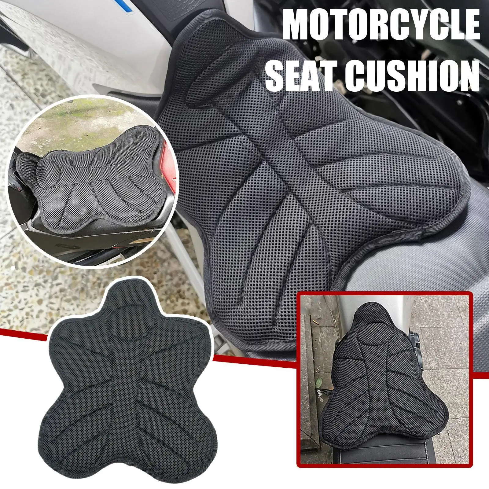 

Motorcycle Cushion Cover Sunscreen Heat Insulation Cushion 3D Mesh Seat Cover eat Cushion Nonslip Cooling Down Seat Pad