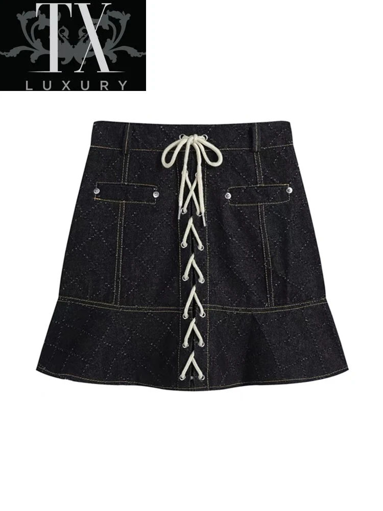 Gothic Y2K Vintage Mini Denim Women Summer Sexy High Waist Skirt Bodycon Streetwear Harajuku All-Match Lace Up Black Jupe
Gothic Y2K Vintage Mini Denim Women Summer Sexy High Waist Skirt Bodycon Streetwear Harajuku All-Match Lace Up Black Jupe