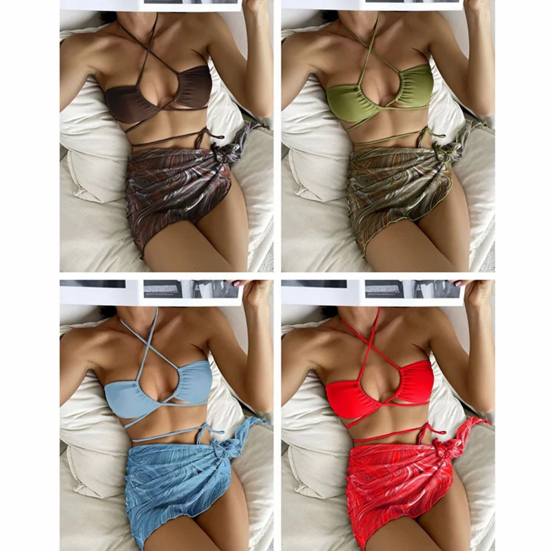 Комплект бикини из трех предметов, женский купальник-кимоно с однотонным принтом, Женский бразильский треугольный купальник с лямкой на ше...
Комплект бикини из трех предметов, женский купальник-кимоно с однотонным принтом, Женский бразильский треугольный купальник с лямкой на ше...