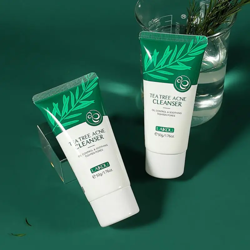 

Tea Tree Facial Cleanser Acne Treatments Remove Blackhead Cleansing Shrink Pore Oil Control Skin Care Face Washing Product