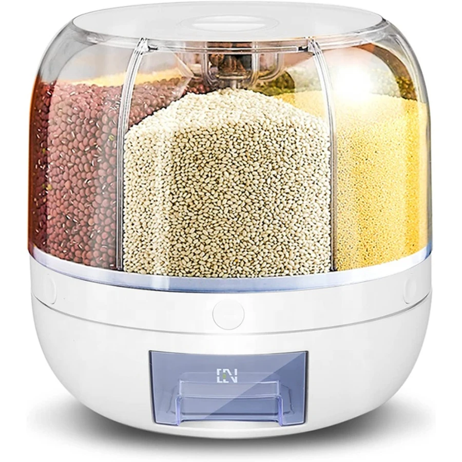 Rice Dispenser Kitchen Moisture-Proof 6-Grid Rotating Food Grain Dispenser Cereal Storage Box Rice Container Dispenser
Rice Dispenser Kitchen Moisture-Proof 6-Grid Rotating Food Grain Dispenser Cereal Storage Box Rice Container Dispenser