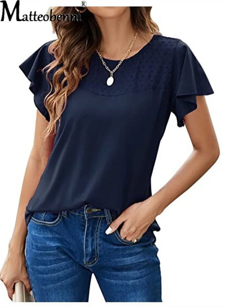 Модная женская летняя одежда 2022, однотонные футболки с коротким рукавом и круглым вырезом, лоскутные рубашки, повседневные топы, Свободный ... 
Модная женская летняя одежда 2022, однотонные футболки с коротким рукавом и круглым вырезом, лоскутные рубашки, повседневные топы, Свободный ...