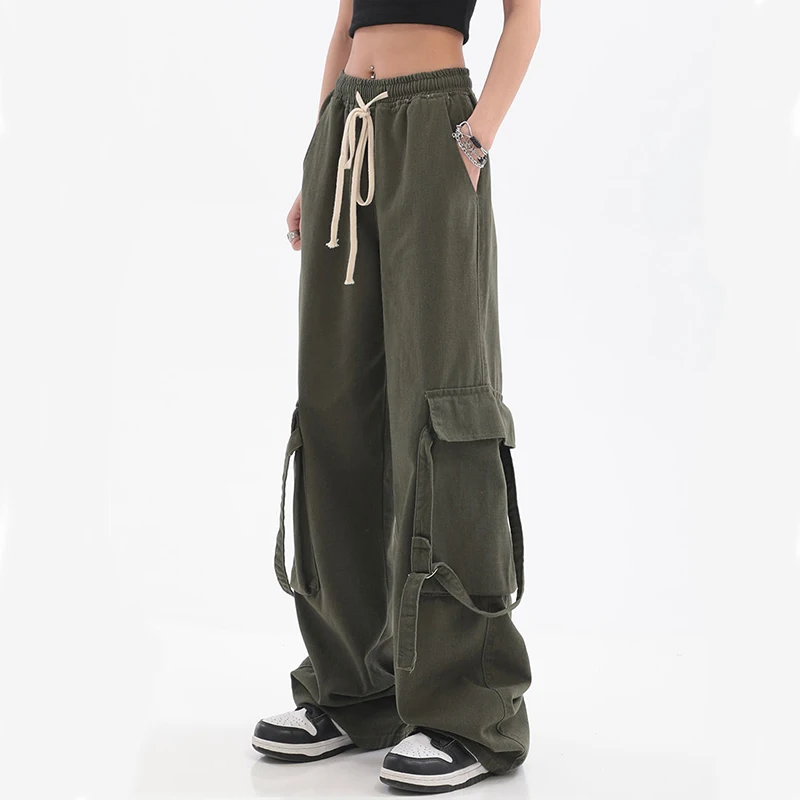 MEXZT Vintage Harajuku Cargo Pants Women Fall BF Streetwear Loose High Waist Elastic Pockets Casual Trousers Lace Up Y2k Pants
MEXZT Vintage Harajuku Cargo Pants Women Fall BF Streetwear Loose High Waist Elastic Pockets Casual Trousers Lace Up Y2k Pants