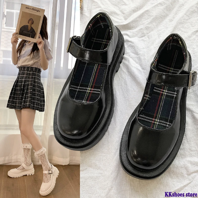 Autumn and Winter Mary Jane High Heel Women Leather Shoes Thick Heel Thick Bottom Kawaii Black and White 2022 New College Style 
Autumn and Winter Mary Jane High Heel Women Leather Shoes Thick Heel Thick Bottom Kawaii Black and White 2022 New College Style