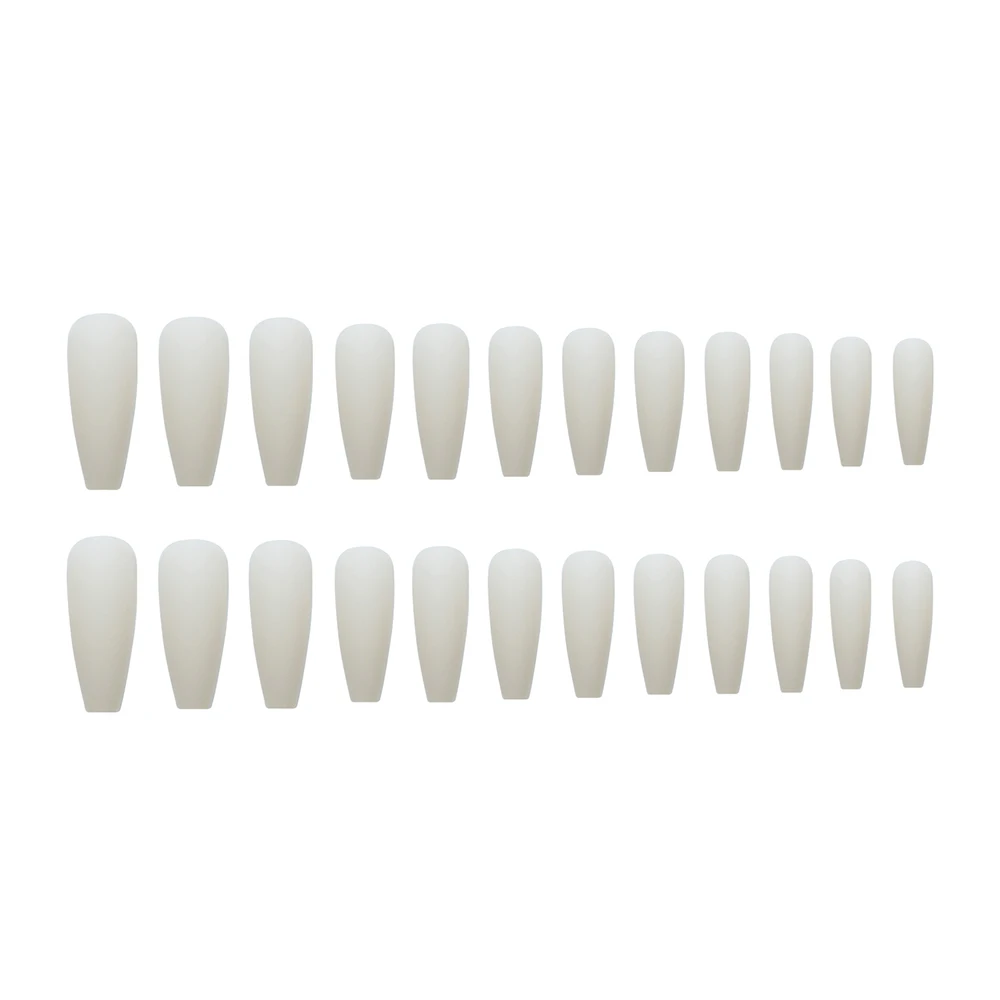

24Pcs Gentle Frosted Beige False Nail Wearable Long Fake Nail For Women Nail Accessories