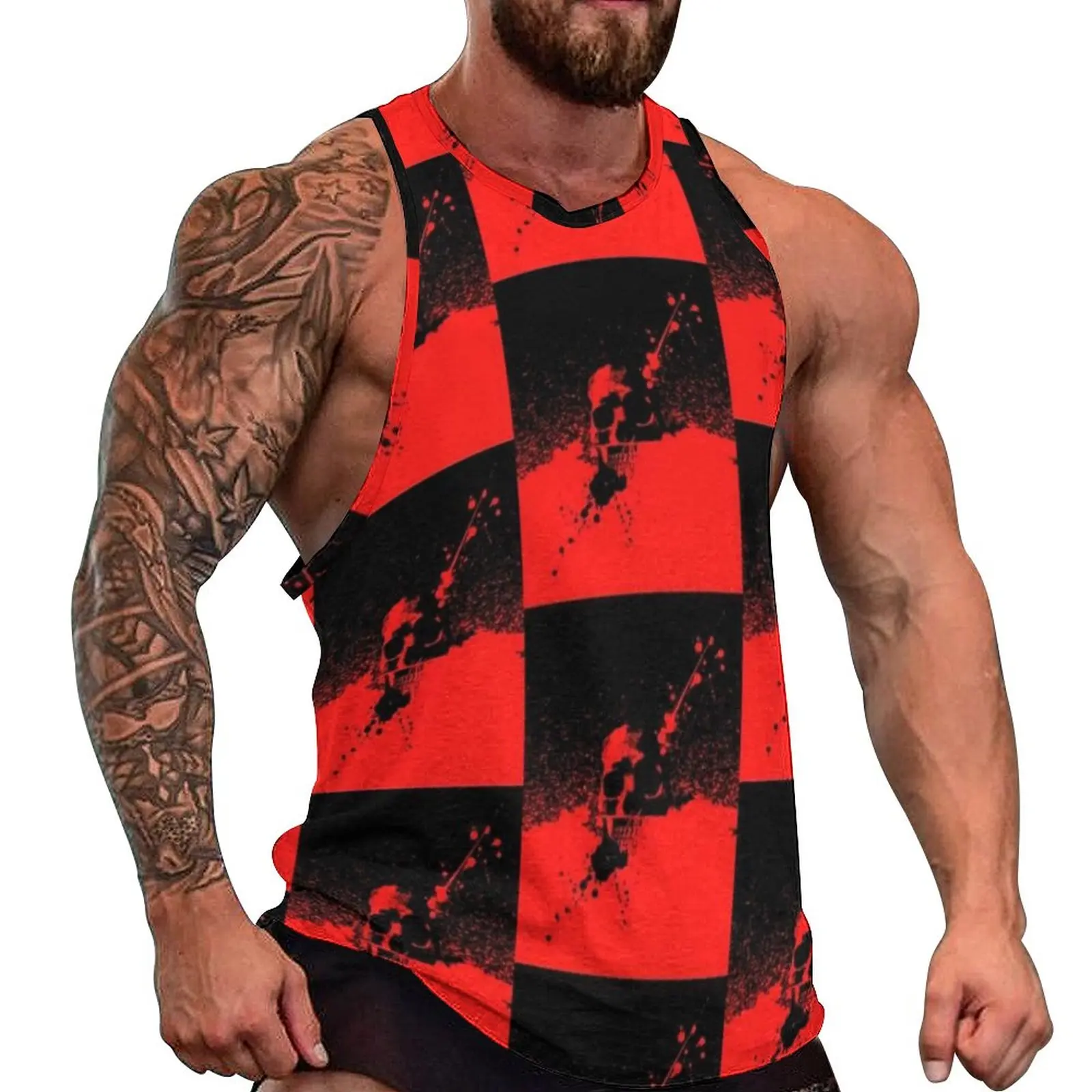 Two Tone Macabre Tank Top Man Gothic Black And Red Cool Tops Beach Training Pattern Sleeveless Vests Large Size
Two Tone Macabre Tank Top Man Gothic Black And Red Cool Tops Beach Training Pattern Sleeveless Vests Large Size