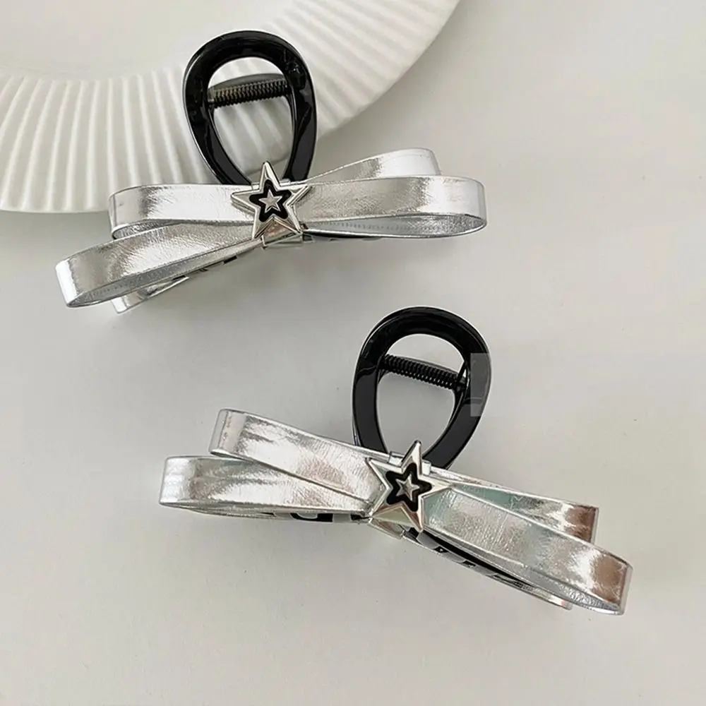 Star Silver PU Bow Hair Clip Personalized Y2k Leather Ponytail Holder Hair Accessories
Star Silver PU Bow Hair Clip Personalized Y2k Leather Ponytail Holder Hair Accessories