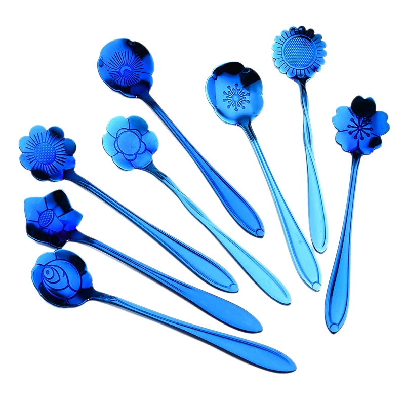 8PCS/Set Stainless Steel Flower Shape Small Spoons Tea Coffee Sugar Ice Cream Spoons Set Tableware Kitchen Tool-Blue
8PCS/Set Stainless Steel Flower Shape Small Spoons Tea Coffee Sugar Ice Cream Spoons Set Tableware Kitchen Tool-Blue