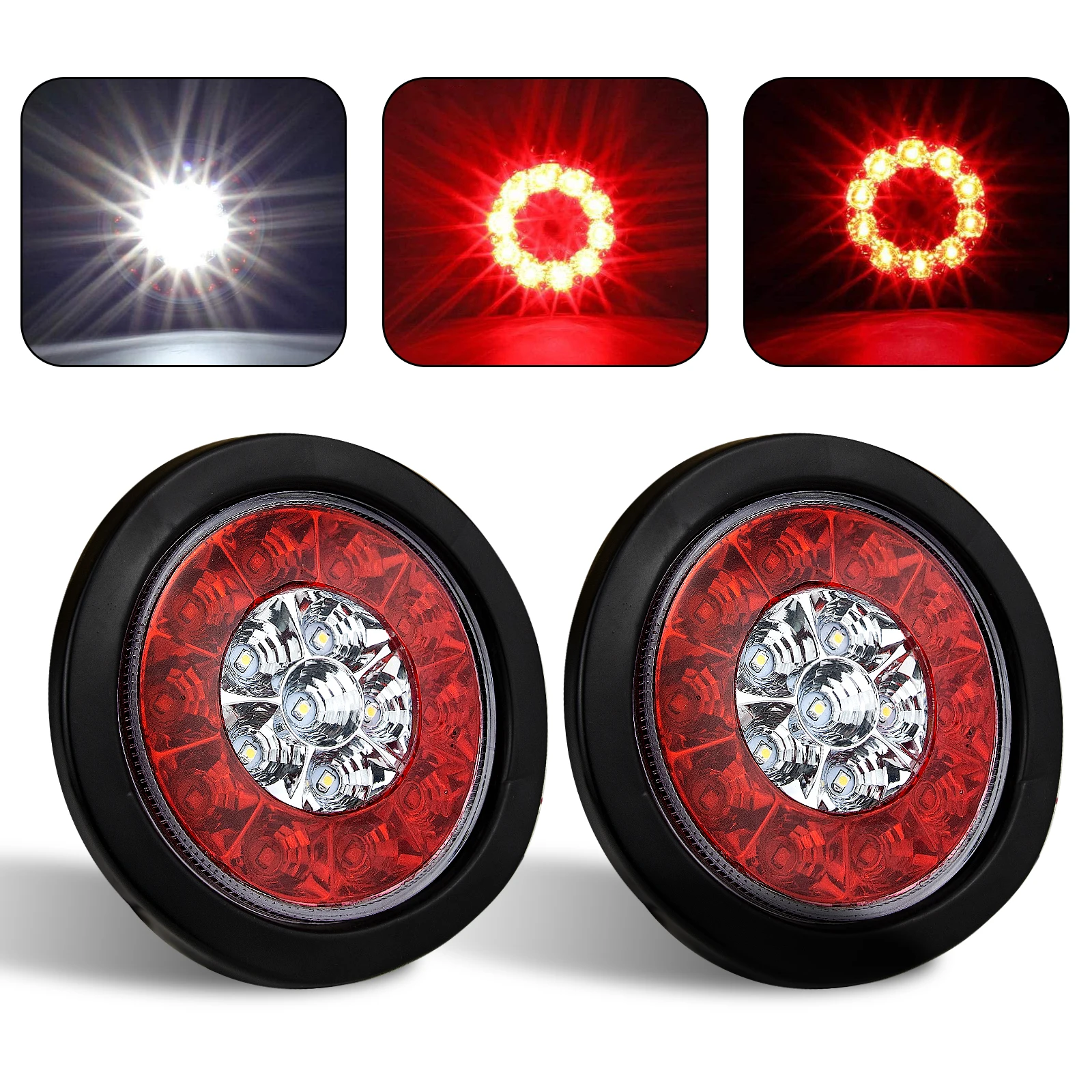 2PCS 4" Red Round Trailer Tail Light for RV Truck Reverse Back Up Trailer led marker lights Flush Mount Grommet Waterproof
2PCS 4" Red Round Trailer Tail Light for RV Truck Reverse Back Up Trailer led marker lights Flush Mount Grommet Waterproof
