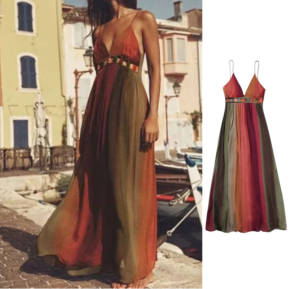 PB&ZA 2023 Summer New Women's Vacation Style Open Back Stone Embellishment Tie Dyed Print Strap Dress 5107250
PB&ZA 2023 Summer New Women's Vacation Style Open Back Stone Embellishment Tie Dyed Print Strap Dress 5107250