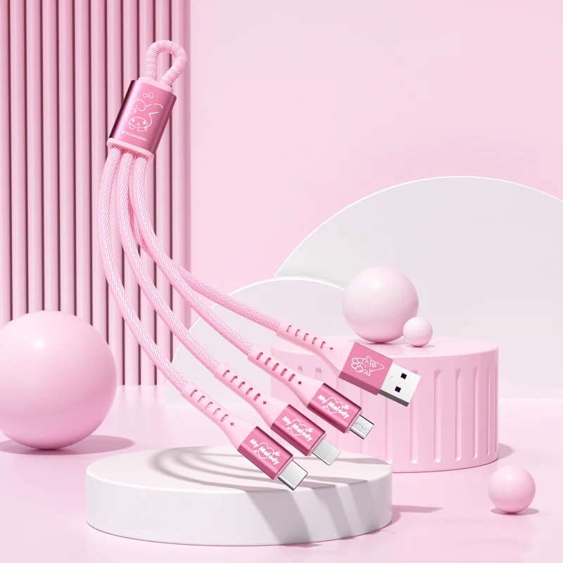 new Sanrio kawaii Anime hellokitty fast charging data cable Kuromi My Melody 66W three-in-one portable universal charging cable 
new Sanrio kawaii Anime hellokitty fast charging data cable Kuromi My Melody 66W three-in-one portable universal charging cable