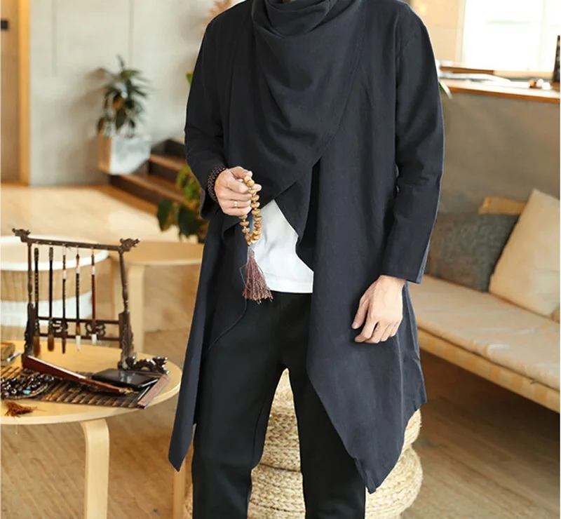 Мужская Асимметричная хлопковая куртка, однотонная Повседневная Асимметричная куртка с воротником-шарфом и длинным рукавом, плащ-ветровка... 
Мужская Асимметричная хлопковая куртка, однотонная Повседневная Асимметричная куртка с воротником-шарфом и длинным рукавом, плащ-ветровка...