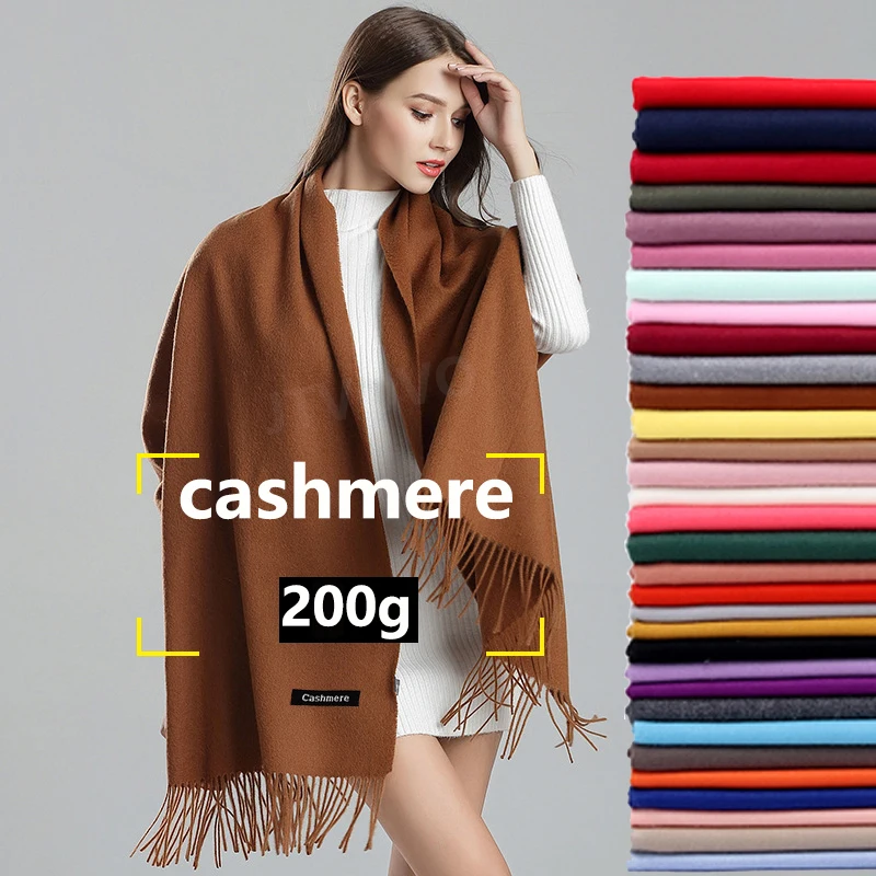 

2022 Winter Tassel Scarf Solid Thicker Women Wool Cashmere Scarves Neck Head Warm Pashmina Lady Shawls And Wraps Bandana