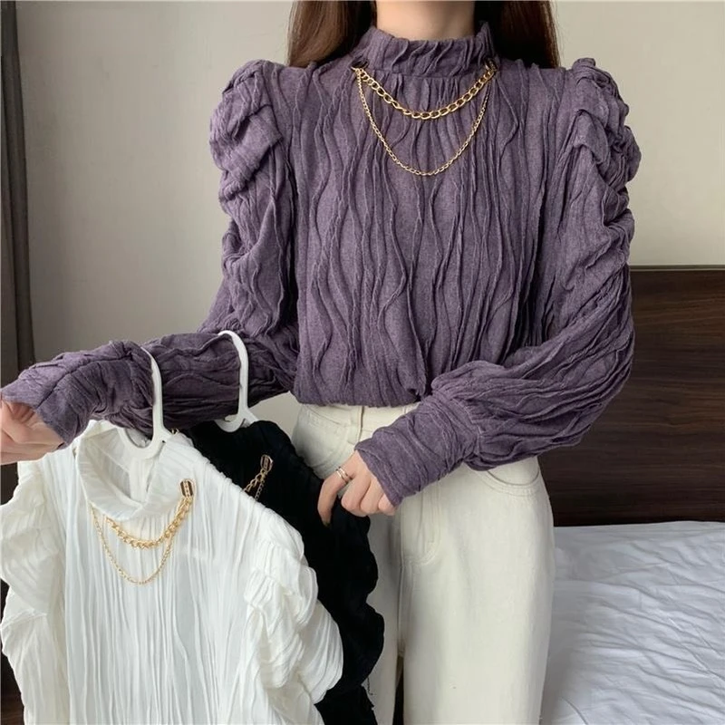 Long Sleeve Blouses Women Korean Chic Chain Streetwear Fashion Vintage Clothes Simple Solid Spring Fall Elegant Design Y2K Tops
Long Sleeve Blouses Women Korean Chic Chain Streetwear Fashion Vintage Clothes Simple Solid Spring Fall Elegant Design Y2K Tops