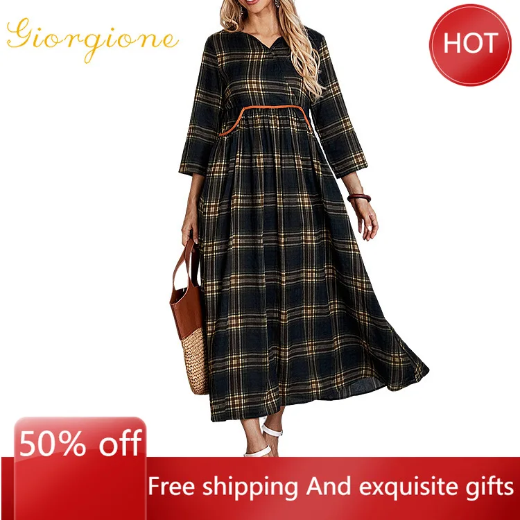 Women Dresses Giorgione 2022 Plaid Medium Skirt Temperament Commuter Black Medium Waist Pullover Dress for Women
Women Dresses Giorgione 2022 Plaid Medium Skirt Temperament Commuter Black Medium Waist Pullover Dress for Women
