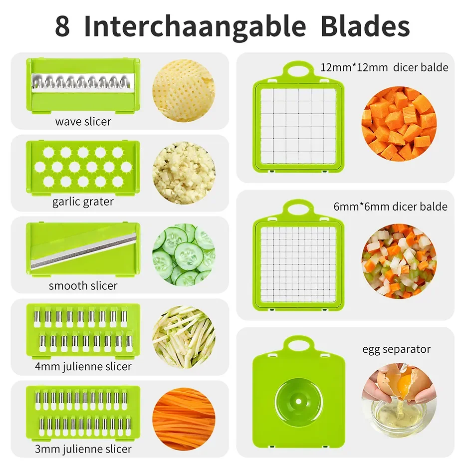 2023 13-in-1 Vegetable Chopper Multifunctional Food Choppers Onion Chopper Vegetable Slicer Cutter Dicer Veggie Chopper with 7 B
2023 13-in-1 Vegetable Chopper Multifunctional Food Choppers Onion Chopper Vegetable Slicer Cutter Dicer Veggie Chopper with 7 B