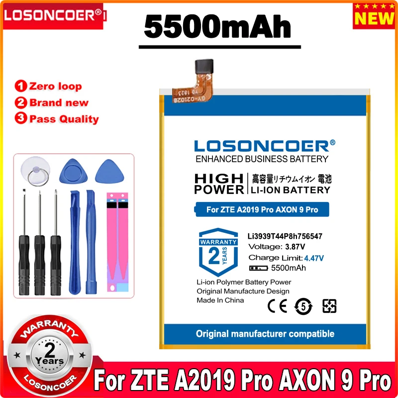 LOSONCOER 5500mAh Li3939T44P8h756547 Mobile Phone Battery For ZTE A2019 Pro AXON 9 Pro A2020 A2020N2 Axon 10 Pro 5G Battery
LOSONCOER 5500mAh Li3939T44P8h756547 Mobile Phone Battery For ZTE A2019 Pro AXON 9 Pro A2020 A2020N2 Axon 10 Pro 5G Battery
