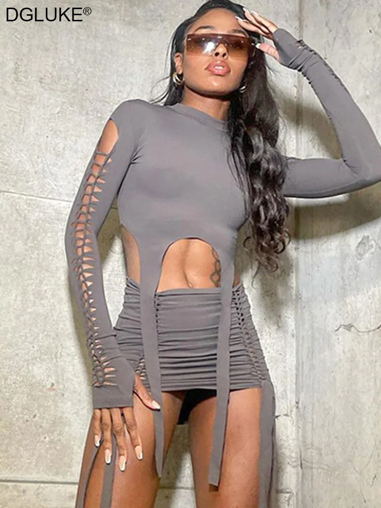 Hollow Out 2 Piece Sets Womens Outfits Long Sleeve Crop Top T Shirt And Mini Skirt Set Sexy Club Festival Outfit Y2K Clothing
Hollow Out 2 Piece Sets Womens Outfits Long Sleeve Crop Top T Shirt And Mini Skirt Set Sexy Club Festival Outfit Y2K Clothing