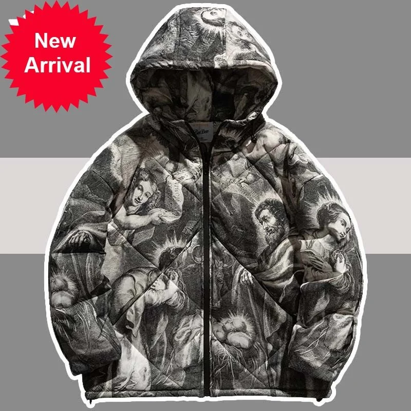 Jacket Hip Hop Down Men Gothic Vintage Mural Portrait Print Parka Men Streetwear Thick Warm Coat Unisex 2023 New Winter Outwear
Jacket Hip Hop Down Men Gothic Vintage Mural Portrait Print Parka Men Streetwear Thick Warm Coat Unisex 2023 New Winter Outwear