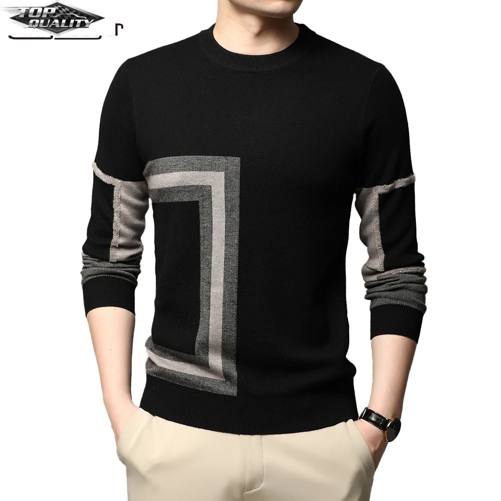 2022 New Fashion High End Designer Brand Knit Black Wool Pullover Sweater Crew Neck Autum Winter Casual Jumper Mens Clothes
2022 New Fashion High End Designer Brand Knit Black Wool Pullover Sweater Crew Neck Autum Winter Casual Jumper Mens Clothes