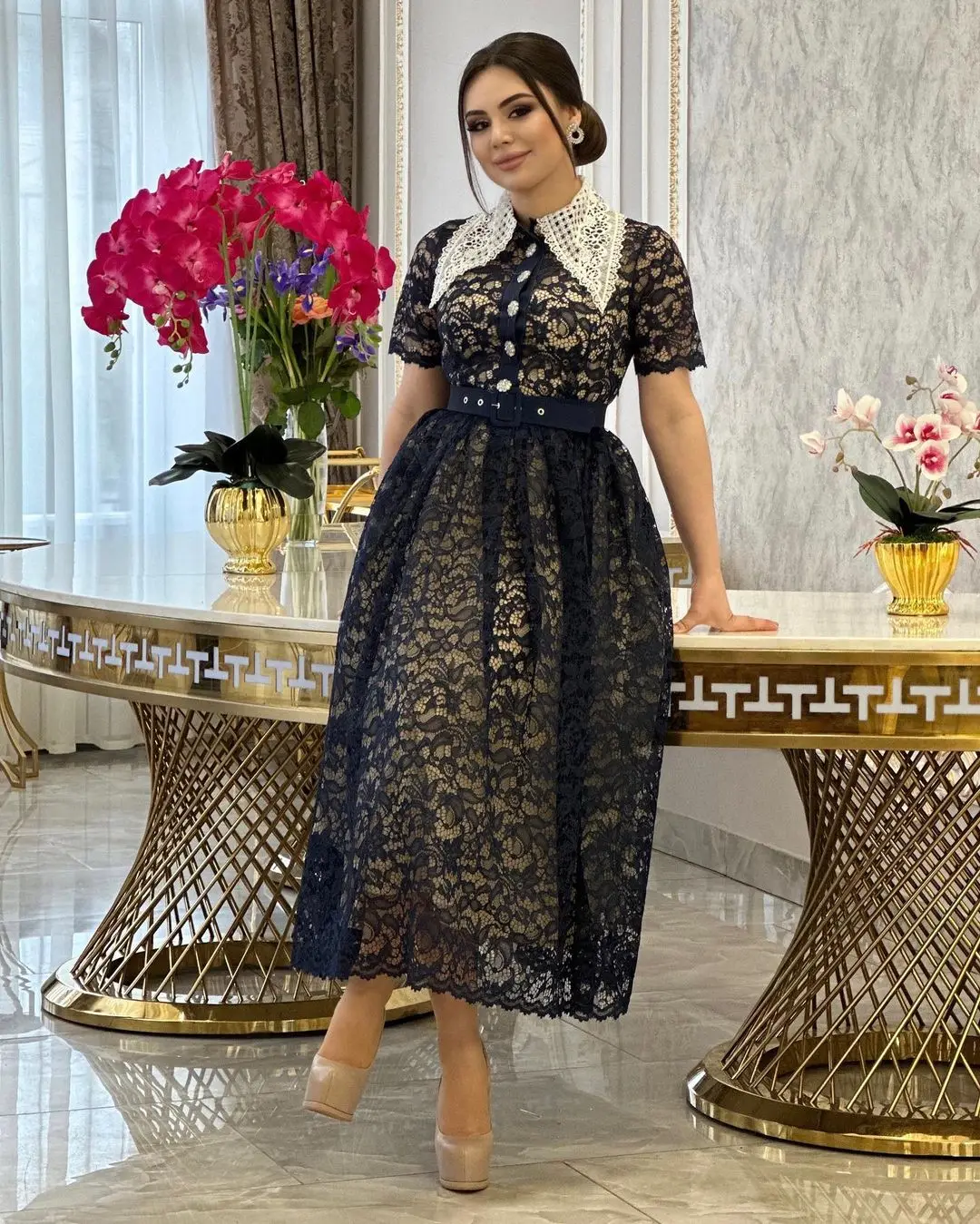 Темно-синее кружевное платье с коротким рукавом для выпускного вечера, официальное платье до щиколотки, вечернее платье
Темно-синее кружевное платье с коротким рукавом для выпускного вечера, официальное платье до щиколотки, вечернее платье