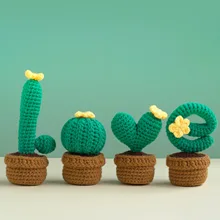 Crochet Kit for Beginners, Love Cactus, Potted Knitting Kit for Women, Starter Kit with Video Tutorials, Easy Crochet Handmade