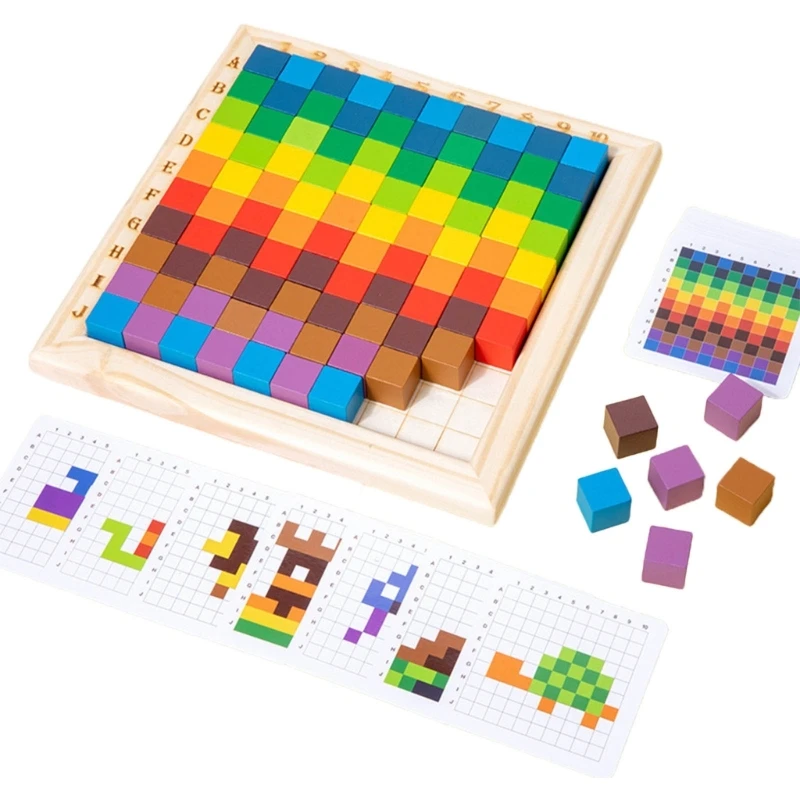 

Toddlers Wooden Block Game Brain Development Puzzle for Toddlers Kids for 3Years+ Old Counting Board Game Coordinate