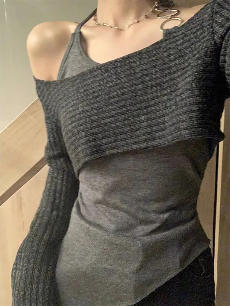 Cute Japanese Two Pieces Set Slash Neck Knitted Tops + Irregular Sleeveless Halter Women Outfits Sexy Y2k Aesthetic Sets 2023
Cute Japanese Two Pieces Set Slash Neck Knitted Tops + Irregular Sleeveless Halter Women Outfits Sexy Y2k Aesthetic Sets 2023