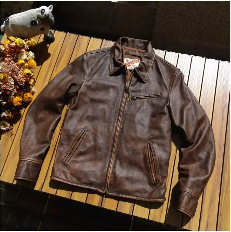 YR!Free shipping.Classic motor Rider style real coat.Men 1930 vintage brown cowhide jacket.Soft leather outwear.Cool
YR!Free shipping.Classic motor Rider style real coat.Men 1930 vintage brown cowhide jacket.Soft leather outwear.Cool