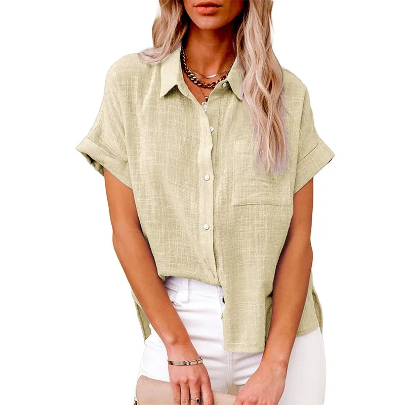 Woman Midi Blouses 2022 Summer Urban Casual Flax Solid Top Fashion Loose Cardigan Pocket Lapel Short Sleeve Women's Wild Shirt
Woman Midi Blouses 2022 Summer Urban Casual Flax Solid Top Fashion Loose Cardigan Pocket Lapel Short Sleeve Women's Wild Shirt