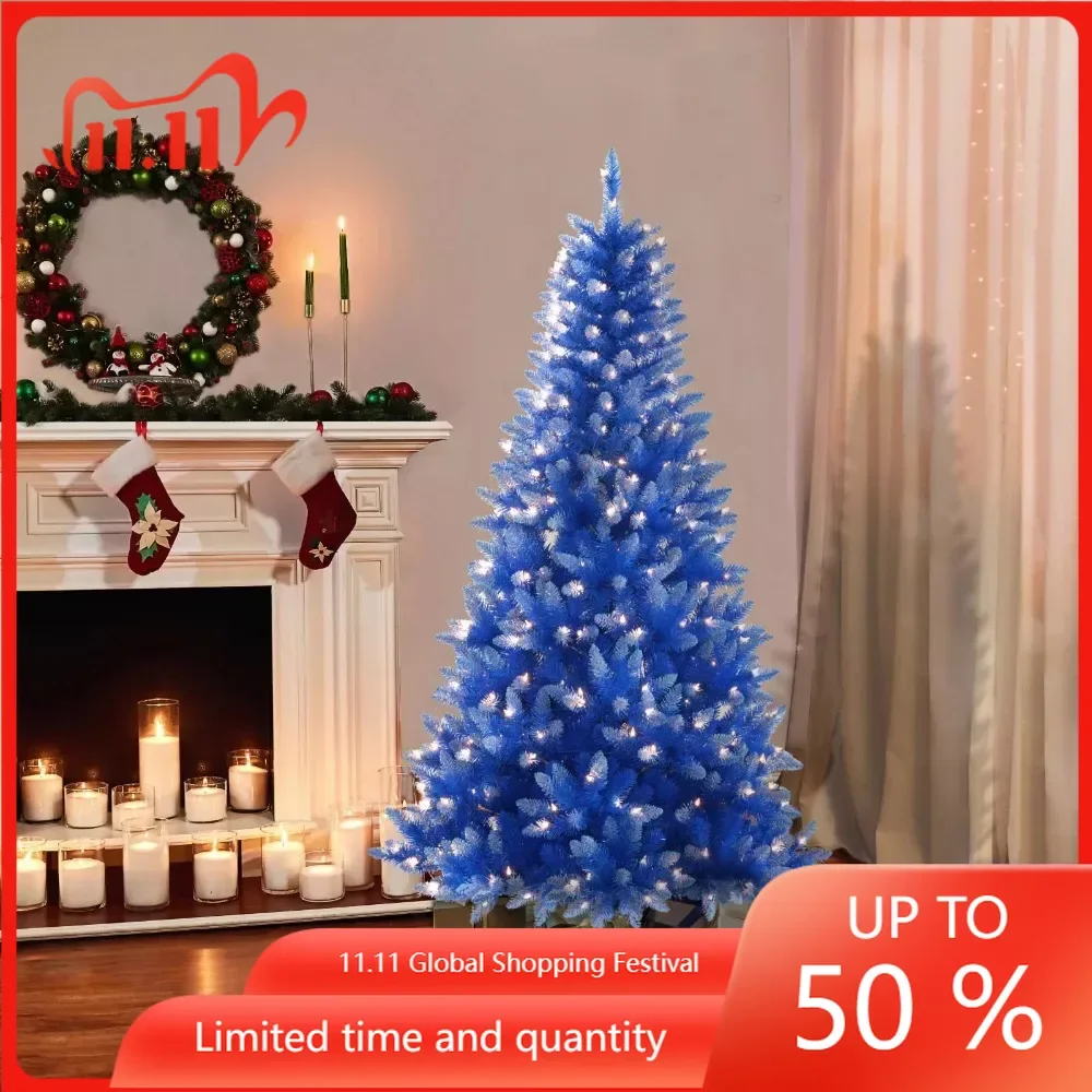 

Рождественский Декор 6,5 'Модное прозрачное 300 предварительно зажженное синее навесное тонкое Рождественское украшение для елки для украшения дома Дерево