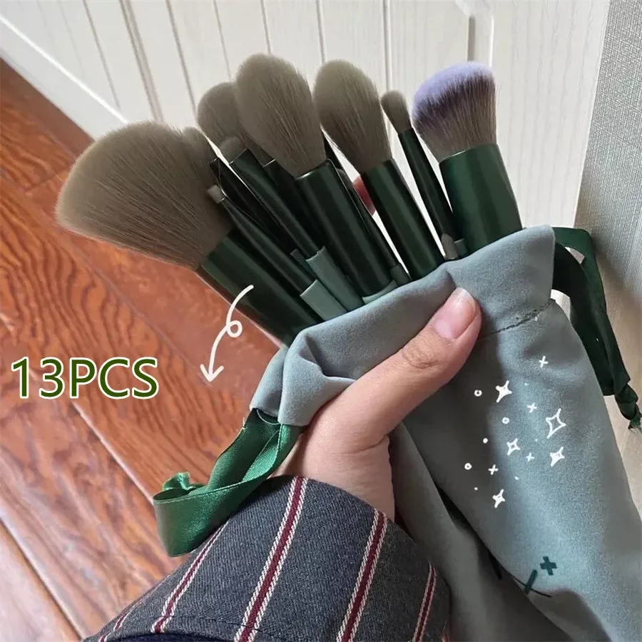 

2022NEW 8/13PCS Makeup Brushes Pro Green Brush Set Powder Eyeshadow Blending Eyeliner Eyelash Eyebrow Make Up Beauty Cosmestic B