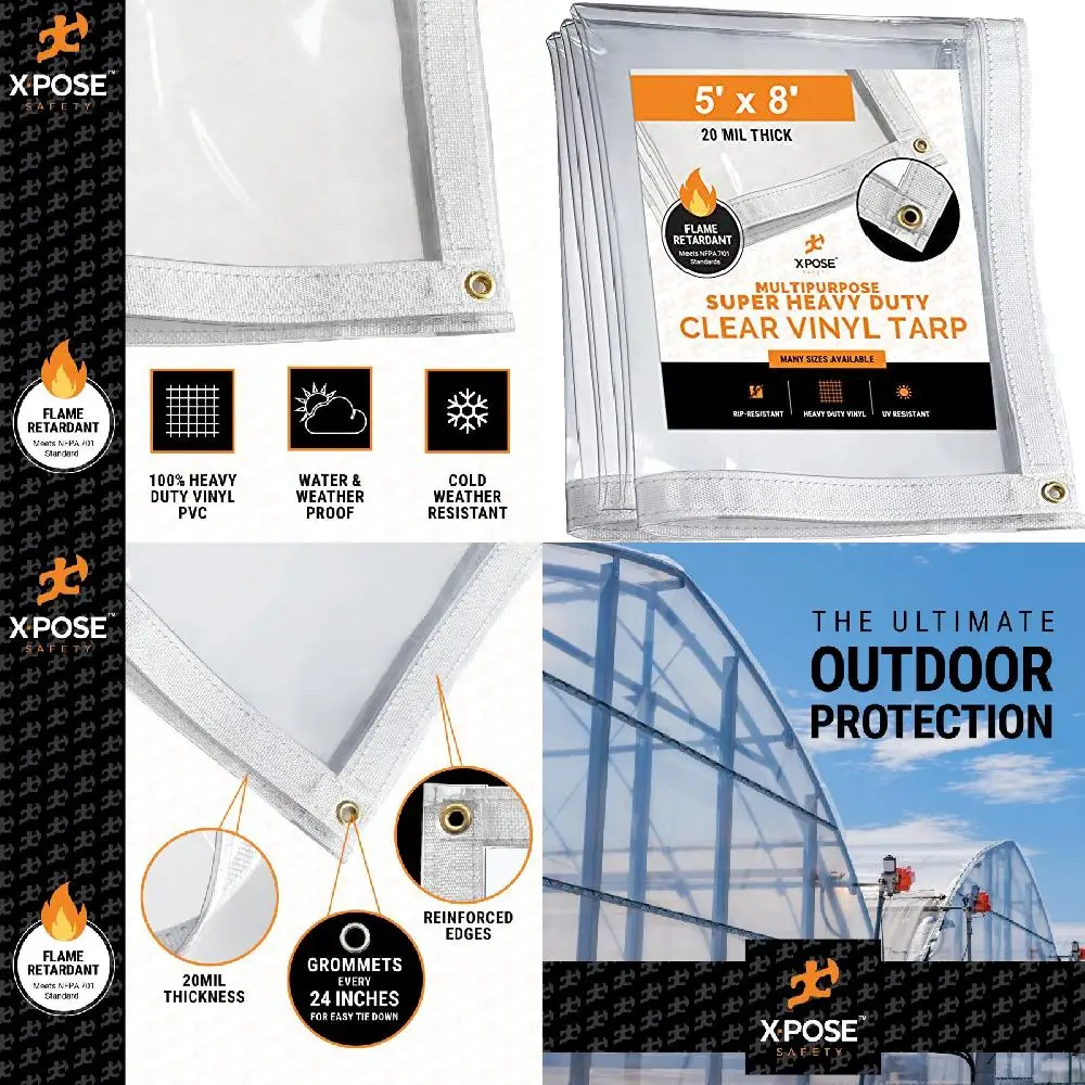 x10', Reinforced Rope Hems Beautiful 20 Mil Super Heavy Duty Clear Fire Retardant Waterproof Vinyl Tarp - Multipurpose 8'x10' Re
x10', Reinforced Rope Hems Beautiful 20 Mil Super Heavy Duty Clear Fire Retardant Waterproof Vinyl Tarp - Multipurpose 8'x10' Re
