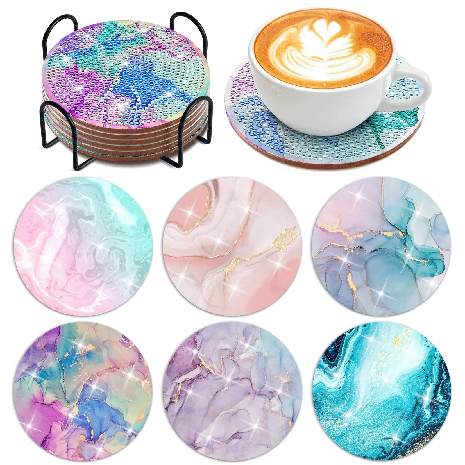 6 PCS Marble Diamond Art Coasters Diamond Painting Coasters with Holder, Blue DIY Marble Coasters for Drinks Diamond Painting
6 PCS Marble Diamond Art Coasters Diamond Painting Coasters with Holder, Blue DIY Marble Coasters for Drinks Diamond Painting