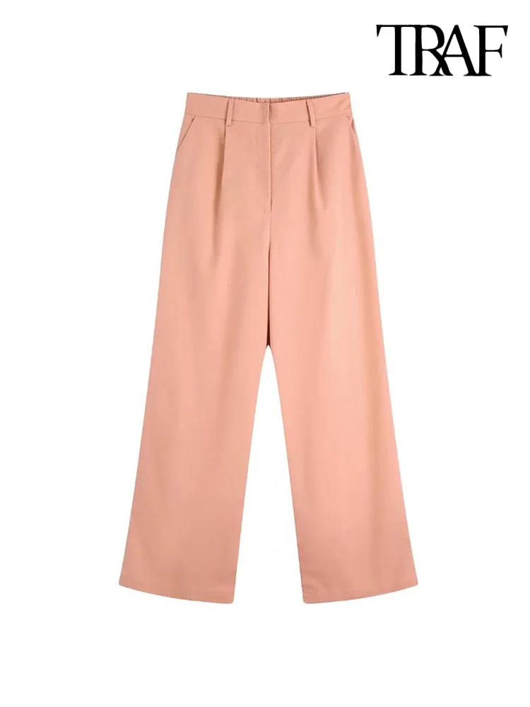 TRAF Women Fashion Front Dart Side Pockets Straight Pants Vintage High Elastic Waist Zipper Fly Female Trousers Mujer
TRAF Women Fashion Front Dart Side Pockets Straight Pants Vintage High Elastic Waist Zipper Fly Female Trousers Mujer