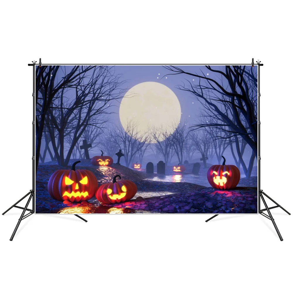 Moon Night Cemetery Forest Pumpkin Lanterns Halloween Photography Backgrounds Custom Baby Party Decoration Photo Backdrops Props
Moon Night Cemetery Forest Pumpkin Lanterns Halloween Photography Backgrounds Custom Baby Party Decoration Photo Backdrops Props