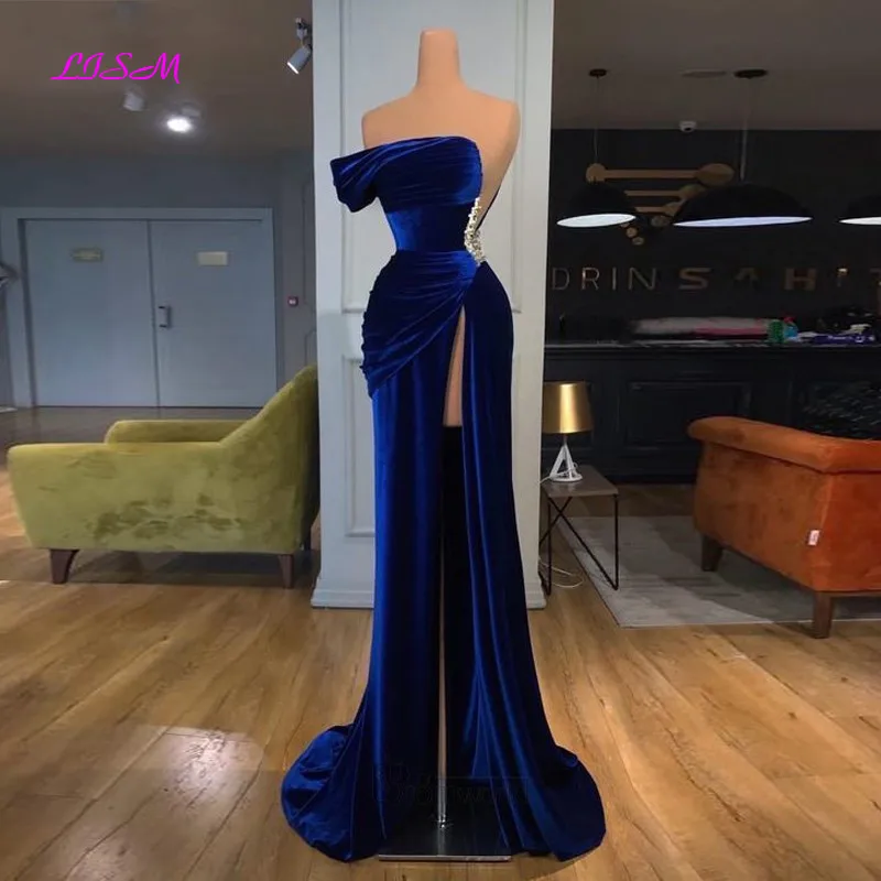 Royal Blue Mermaid Long Evening Dress Strapless Robe De Soiree Velvet Dubai Formal Gowns High Split Sexy Prom Dresses 2023
Royal Blue Mermaid Long Evening Dress Strapless Robe De Soiree Velvet Dubai Formal Gowns High Split Sexy Prom Dresses 2023