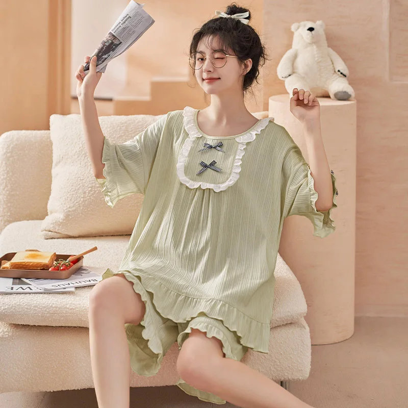 Women's Sleepwear Women's 55051Green #6535Pullover Princess Style Short Sleeve Suit Comfortable homewear(M-XXL)Code
Women's Sleepwear Women's 55051Green #6535Pullover Princess Style Short Sleeve Suit Comfortable homewear(M-XXL)Code