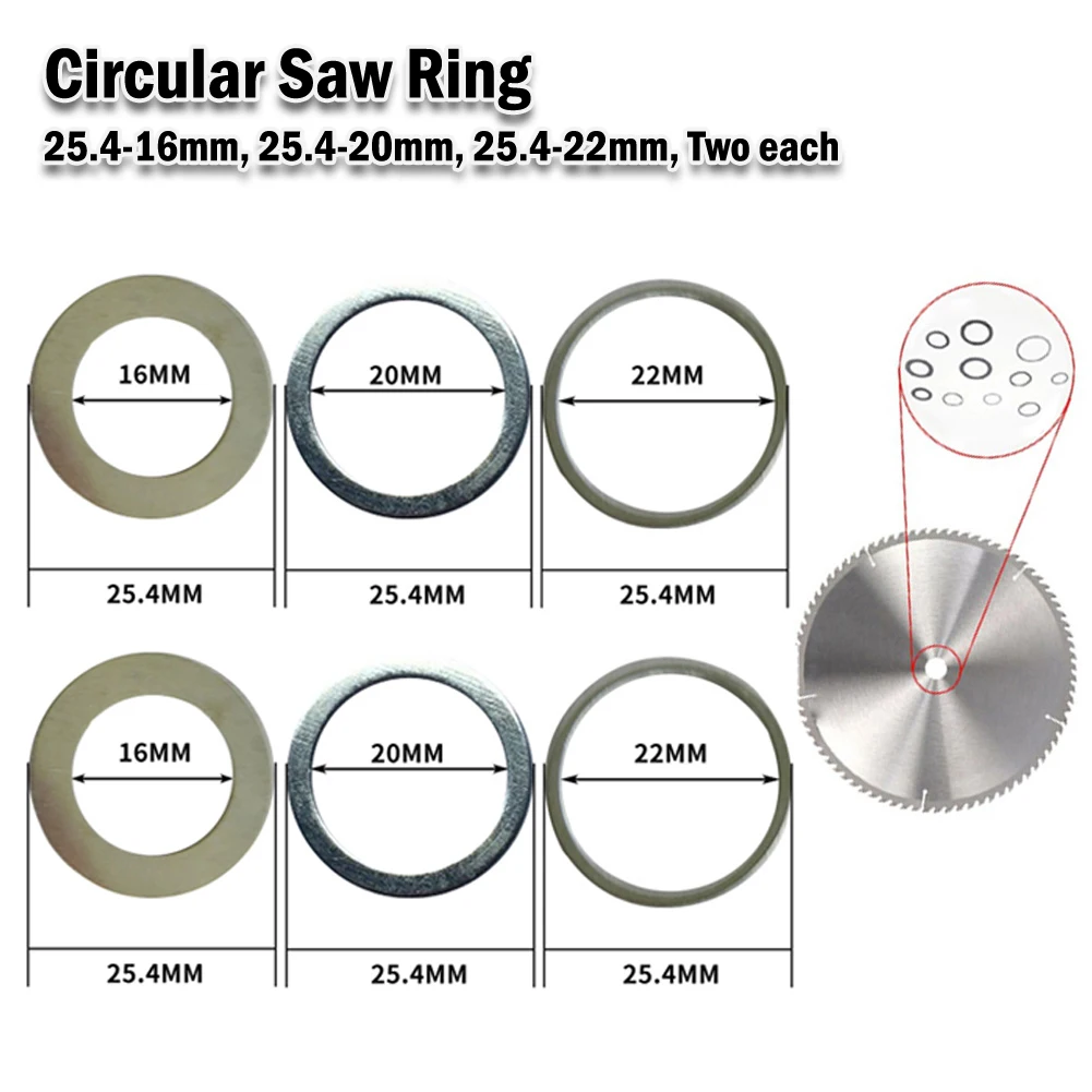 6Pcs Set Circular Saw Ring For Circular Saw Blade Reduction Ring Conversion Ring For: Circular Saw Blades
6Pcs Set Circular Saw Ring For Circular Saw Blade Reduction Ring Conversion Ring For: Circular Saw Blades