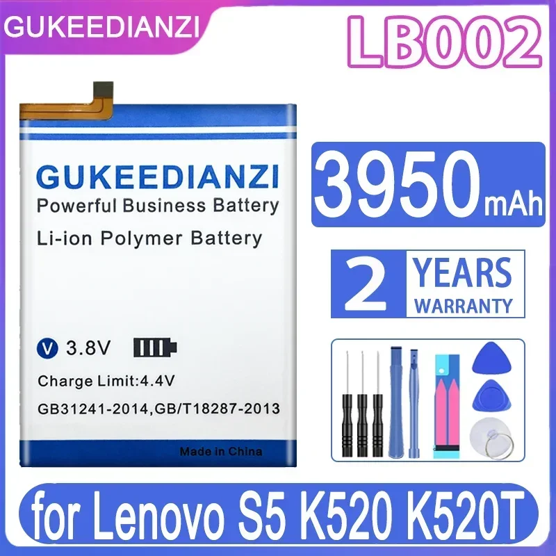 GUKEEDIANZI аккумулятор LB002 LB 002 3950 мАч для Lenovo S5 K520 K520T + бесплатные инструменты