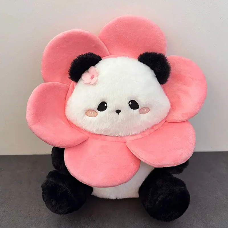 

Забавная Милая пушистая панда 13/30/50 см, плюшевые куклы, мультяшная панда в розовых цветах, плюшевые игрушки, милый Декор для комнаты для девочек, подарки